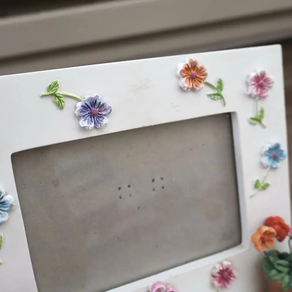 Vintage White 3D Flower Embellishments Picture Photo Frame Y2K Art Decor Girls
